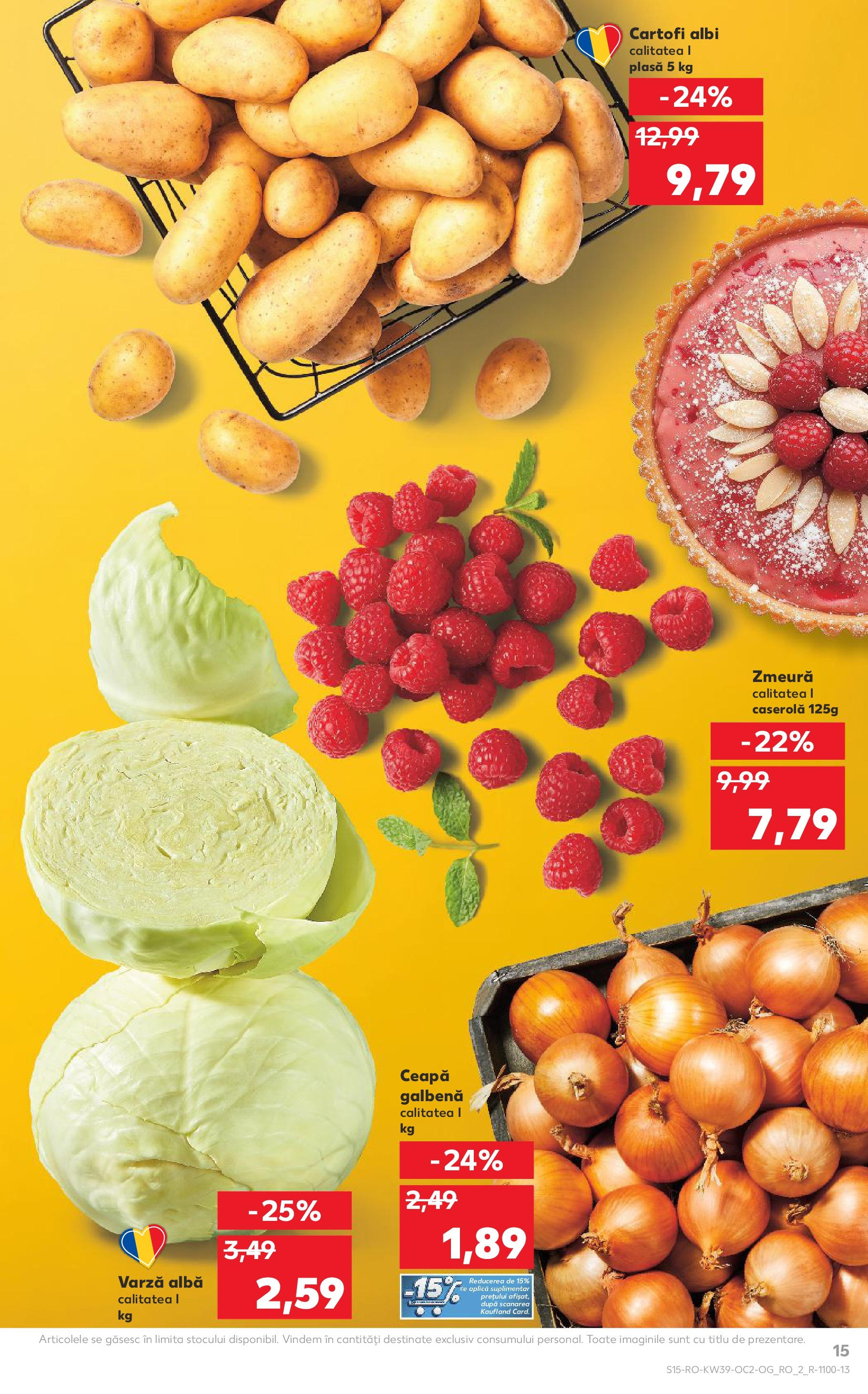 Catalog Kaufland - Codlea 24.09.2025 - Revista si Oferta | Pagină: 15 | Produse: Varză, Ceapă galbenă, Cartofi, Ceapă
