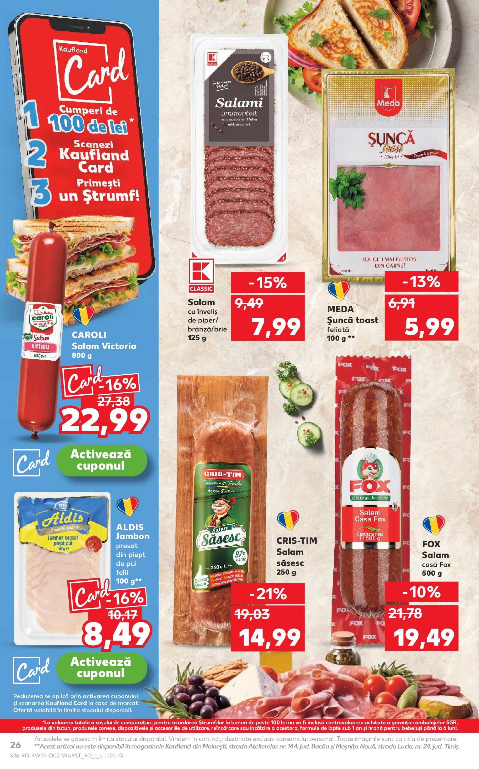 Catalog Kaufland - Bucureşti 24.09.2025 - Revista si Oferta | Pagină: 26 | Produse: Hacıyatmaz Kedi Oyuncağı, Salam, Șuncă, Pește