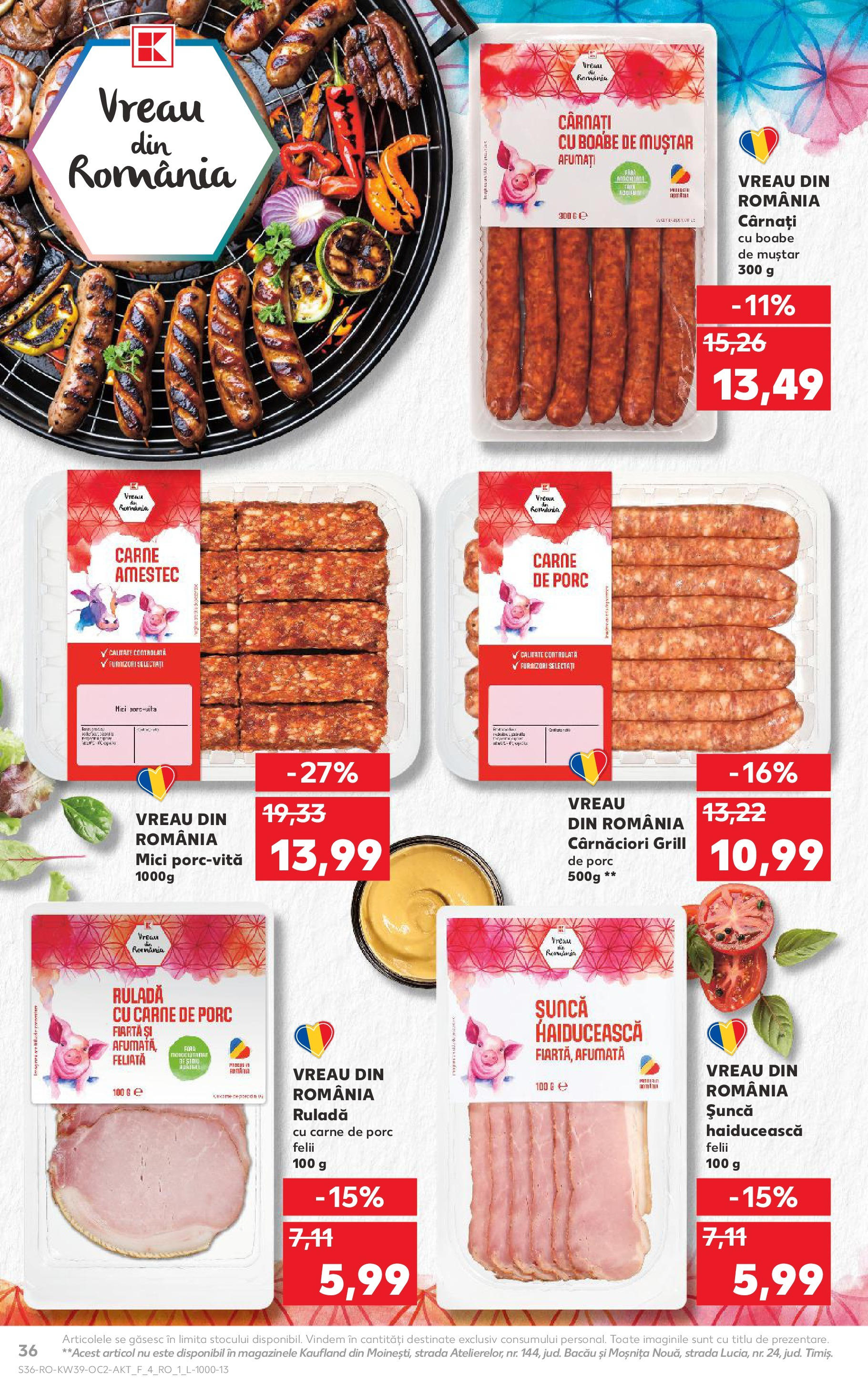 Catalog Kaufland - Bucureşti 24.09.2025 - Revista si Oferta | Pagină: 36 | Produse: Mici, Șuncă, Carne De Porc, Cârnați