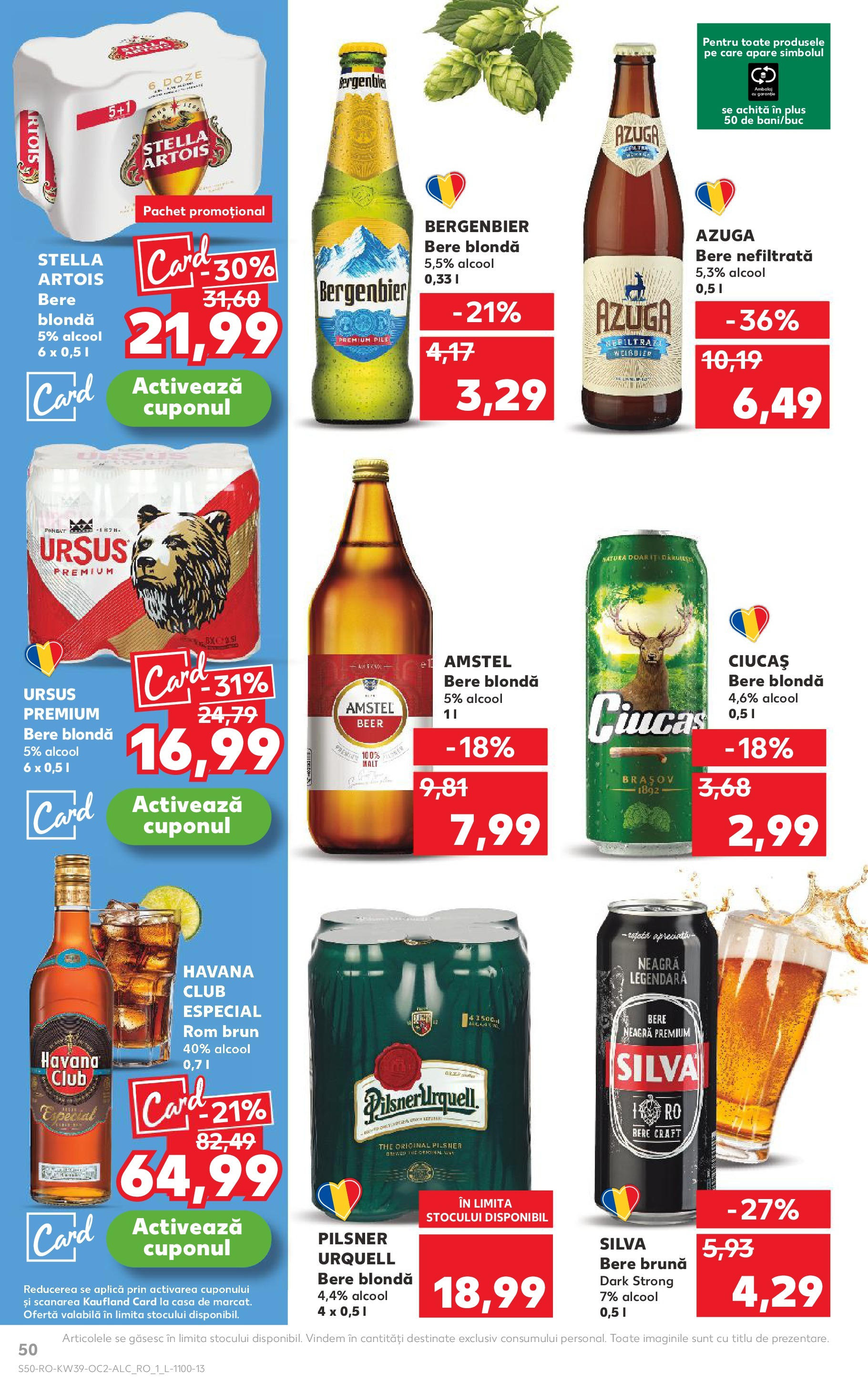 Catalog Kaufland - Codlea 24.09.2025 - Revista si Oferta | Pagină: 50 | Produse: Bere, Rom, Plastik Kulübe