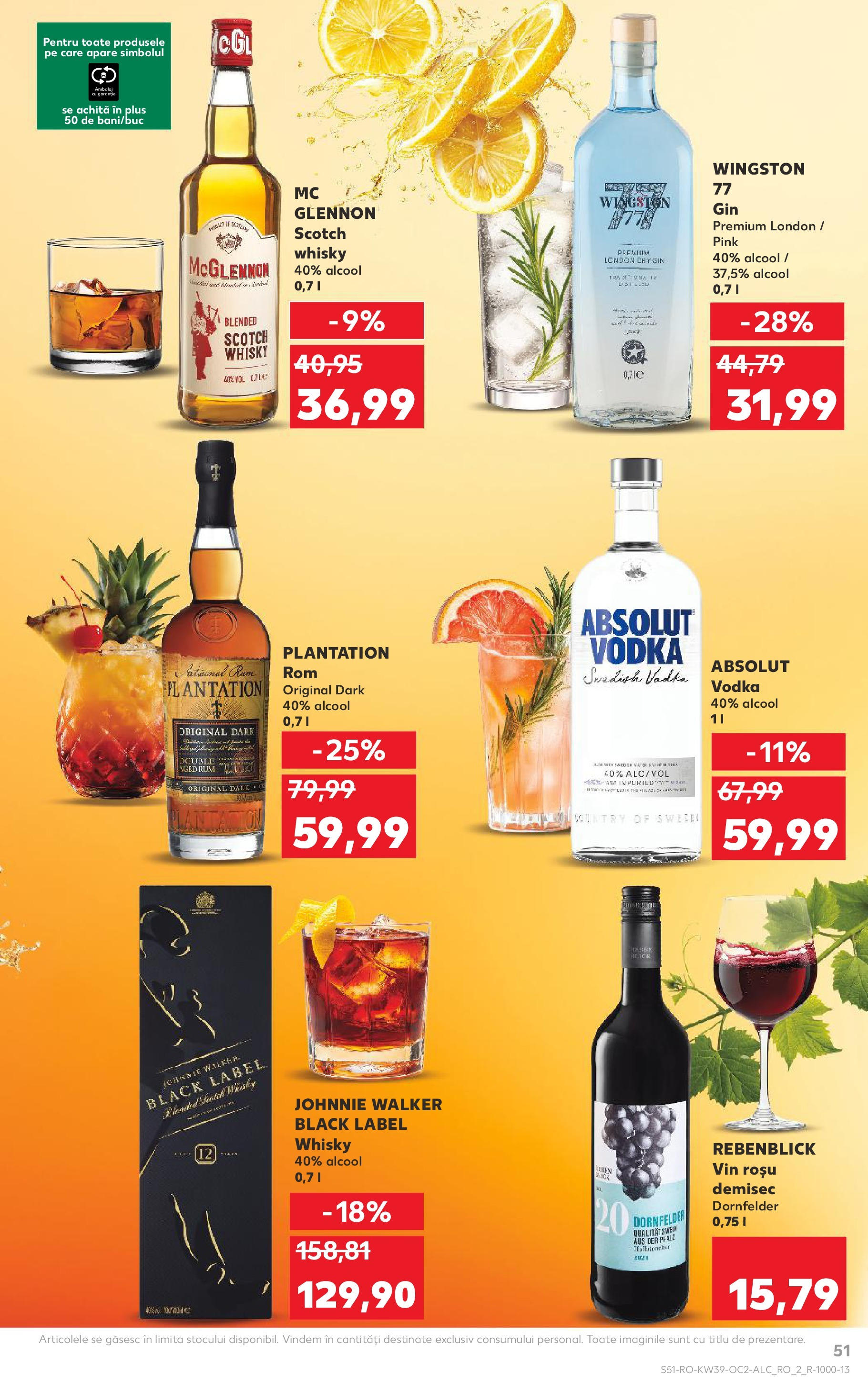Catalog Kaufland - Bucureşti 24.09.2025 - Revista si Oferta | Pagină: 51 | Produse: Vin, Rom, Gin, Vodka