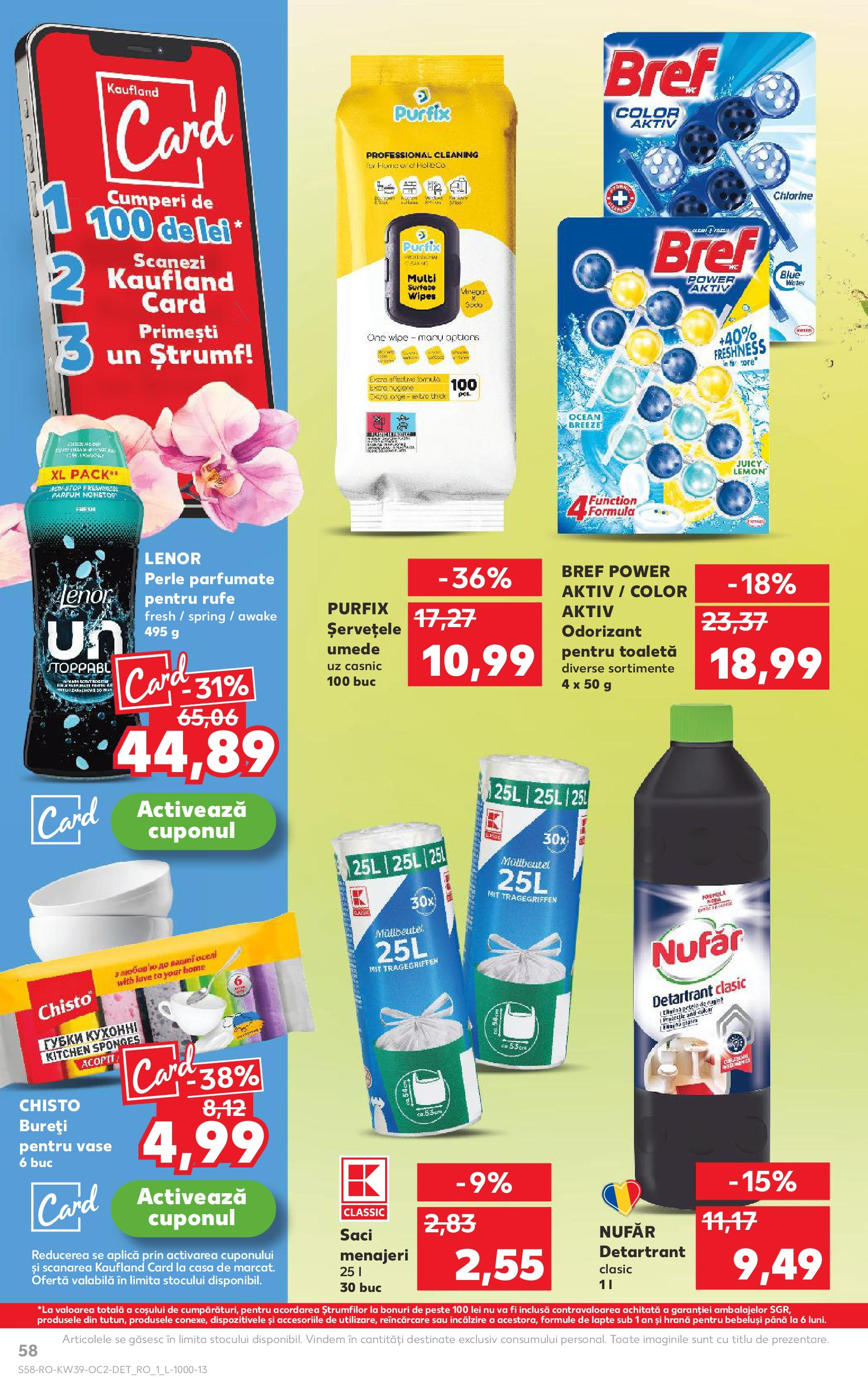 Catalog Kaufland - Bucureşti 24.09.2025 - Revista si Oferta | Pagină: 58 | Produse: Toaletă, Parfum, Lapte, Șervețele umede