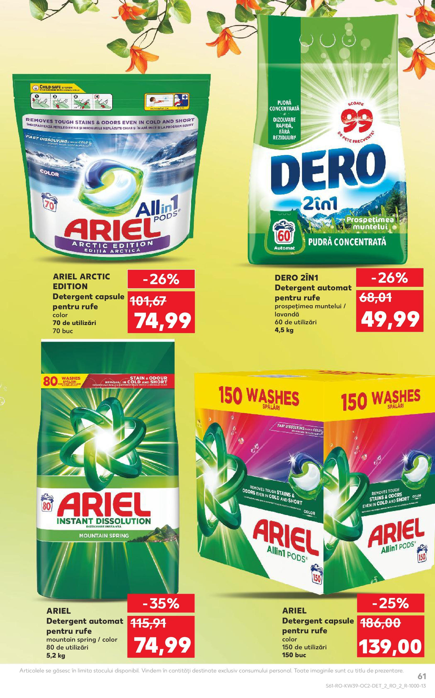 Catalog Kaufland - Bucureşti 24.09.2025 - Revista si Oferta | Pagină: 61 | Produse: Kedi Ödül Oyuncakları, Pudră, Detergent, Apă