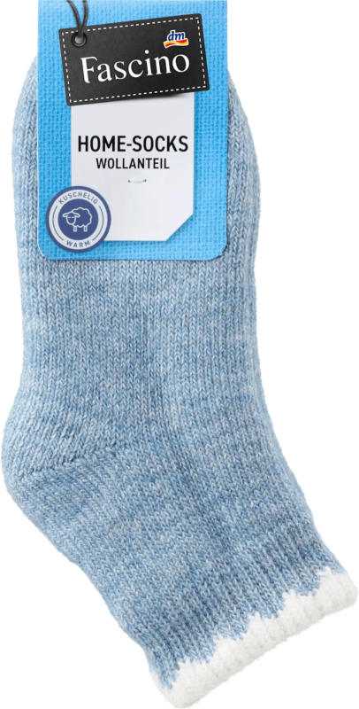 Fascino Socken mit Wolle & kurzem Schaft blau Gr. 35-38