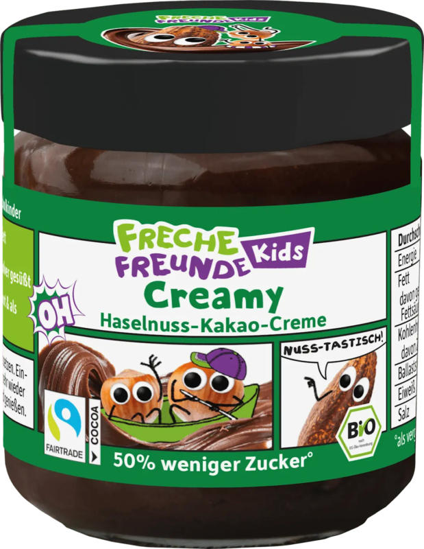 Freche Freunde Kindersnack Brotaufstrich Haselnuss-Kakao-Creme Datteln, ab 3 Jahren