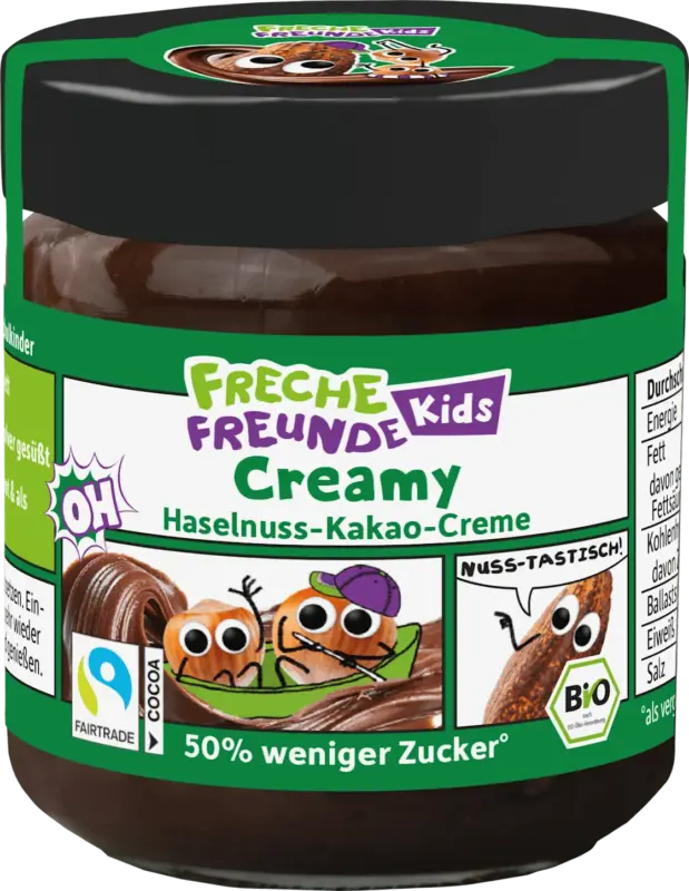 Freche Freunde Kindersnack Brotaufstrich Haselnuss-Kakao-Creme Datteln, ab 3 Jahren