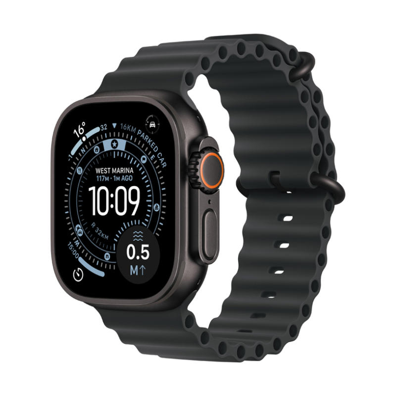 Смарт часовник APPLE WATCH ULTRA 3 CELL BLACK TITANIUM BLACK OCEAN BAND MF0J4 49 MM, GPS, WLAN, ПУЛСОМЕР, SPO2