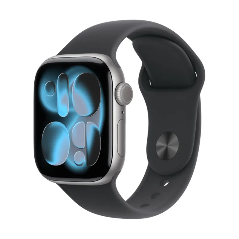 Смарт часовник APPLE WATCH S11 SPACE GREY ALUMIN CASE BLACK SPORT BAND S/M MEQW4 42 MM, GPS, WLAN, ПУЛСОМЕР, SPO2