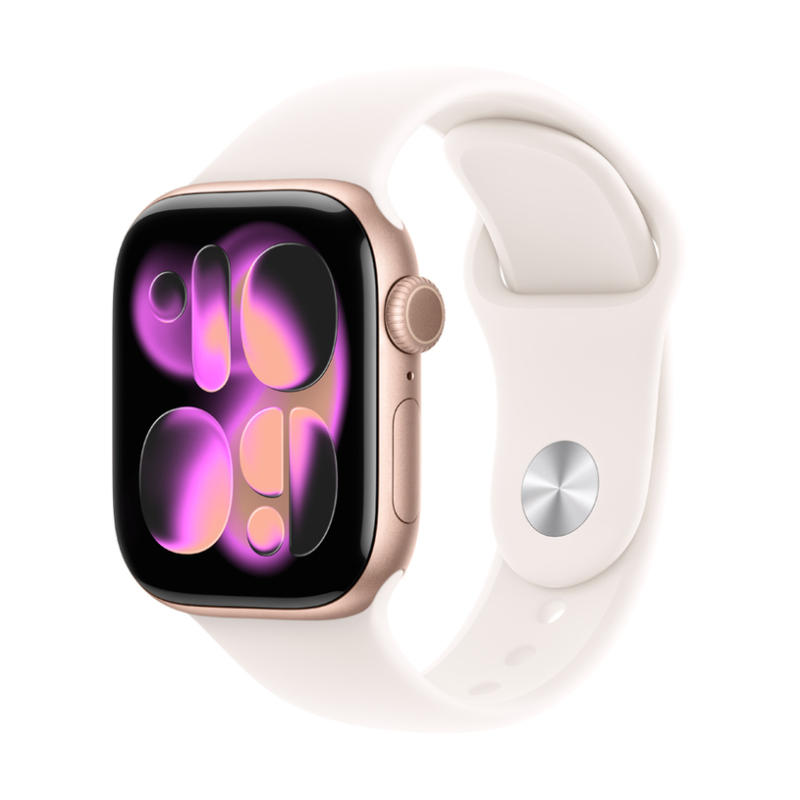 Смарт часовник APPLE WATCH S11 ROSE GOLD ALUMIN CASE LIGHT BLUSH SPORT BAND S/M MEU 42 MM, GPS, WLAN, ПУЛСОМЕР, SPO2