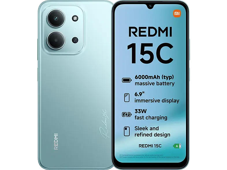 XIAOMI Redmi 15C, 128 GB, Mint Green, Dual SIM