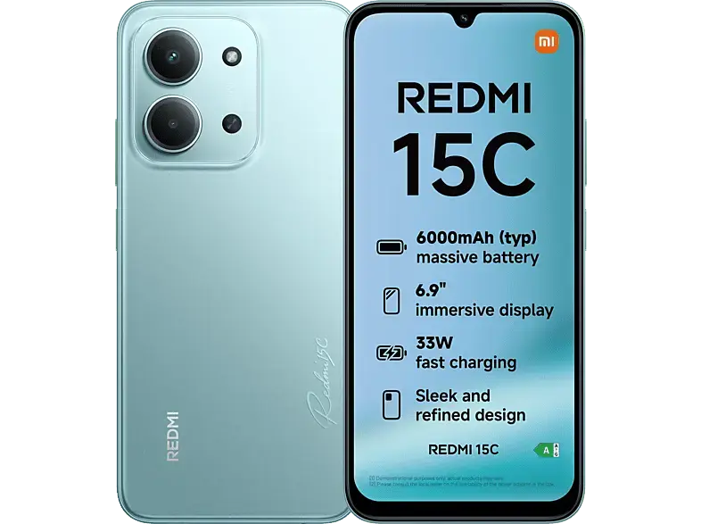 XIAOMI Redmi 15C, 128 GB, Mint Green, Dual SIM