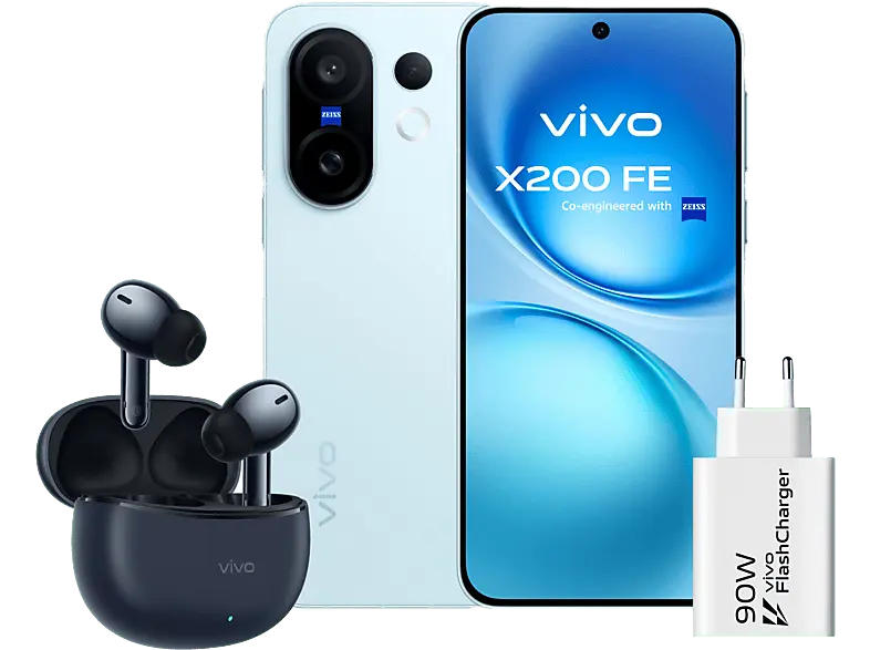 VIVO X200 FE 5G inkl. VIVO TWS 3e Kopfhörer & 90 Watt Charger 256 GB, Blue Breeze, Dual SIM