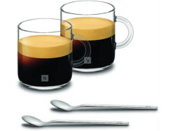 Nespresso Vertuo Gran Lungo Set, 2er 265ml, Tassen aus Glas mit Kaffeelöffel; Lungogläser