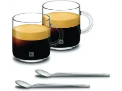 Nespresso Vertuo Gran Lungo Set, 2er 265ml, Tassen aus Glas mit Kaffeelöffel; Lungogläser