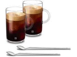 Nespresso Vertuo Large Mug Set, 2er 590ml, Kaffeetassen aus Glas mit Kaffeelöffel; Vertuogläser