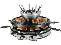 Profi Cook PC-RG/FD1245 Raclette-/Fonduekombination 8er (in Silber, für , 1900 Watt)