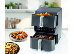 Gourmetmaxx 16404 Fryup Vertikale Doppel Heißluftfritteuse 6,5 l, Schwarz