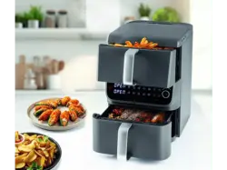 Gourmetmaxx 16404 Fryup Vertikale Doppel Heißluftfritteuse 6,5 l, Schwarz