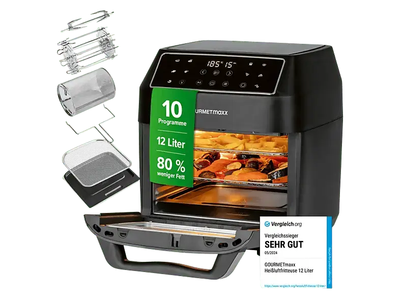 Gourmetmaxx 13606 Heißluft-Ofen 12 l, Schwarz