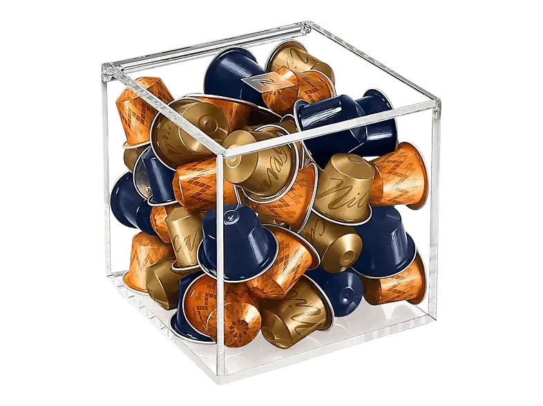 Nespresso Cube Kapselspender für 50 Kapseln, Kaspelaufbewahrung ,12.8 x 12.8 12.5 cm