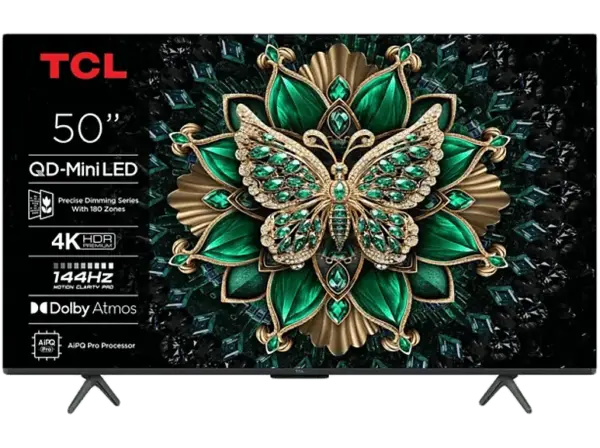TCL 50C6K (2025) 50 Zoll 4K QD-Mini LED TV mit Google TV; QLED TV