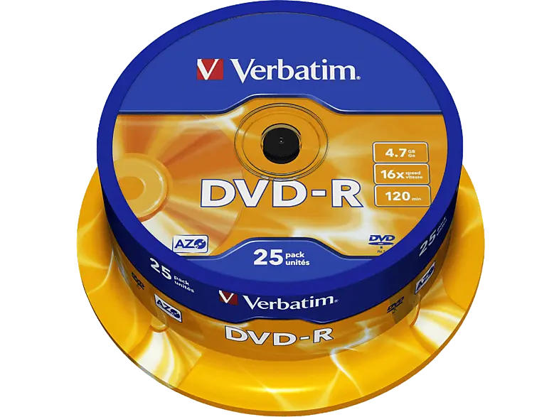 VERBatIM Rohlinge DVD-R 4.7 GB 16x, 25er Spindel printable (43538); DVD-R Rohlinge