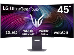 LG ELECTRONICS UltraGear 45GX90SA-B 44,5 Zoll Gaming Monitor, OLED 4K, 0,03 ms Reaktionszeit, 240 Hz, Schwarz