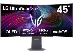 LG ELECTRONICS UltraGear 45GX90SA-B 44,5 Zoll Gaming Monitor, OLED 4K, 0,03 ms Reaktionszeit, 240 Hz, Schwarz