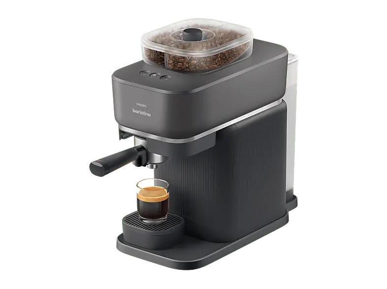 Philips bar360/00 Baristina mit Bean swap Espressomaschine Siebträger (Schwarzgrau, integriertes Mahlwerk dualem Bohnenbehälter, 16 bar, Schwarzgrau); Espressomaschine mit Siebträger