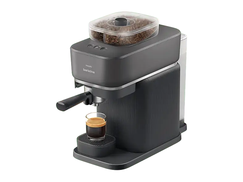 Philips bar360/00 Baristina mit Bean swap Espressomaschine Siebträger (Schwarzgrau, integriertes Mahlwerk dualem Bohnenbehälter, 16 bar, Schwarzgrau); Espressomaschine mit Siebträger