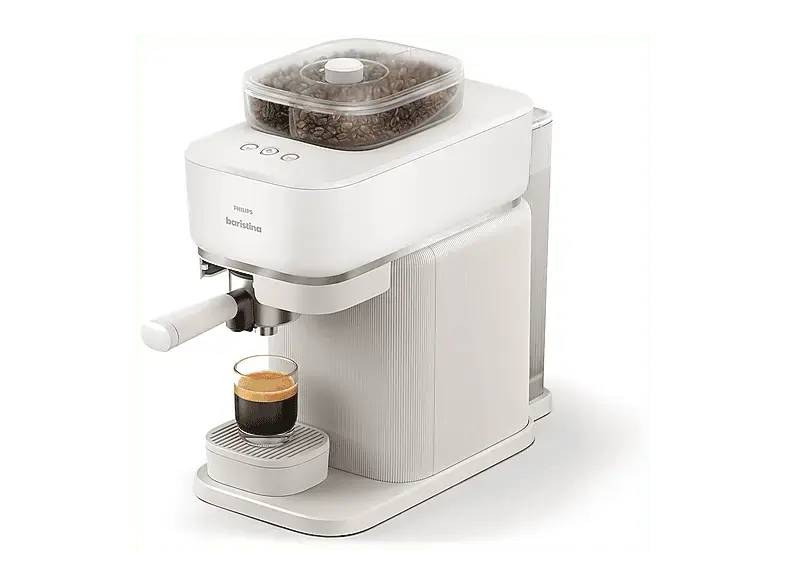 Philips bar320/00 Baristina mit Bean swap Espressomaschine Siebträger (integriertes Mahlwerk dualem Bohnenbehälter, 16 bar, Naturweiß); Espressomaschine mit Siebträger