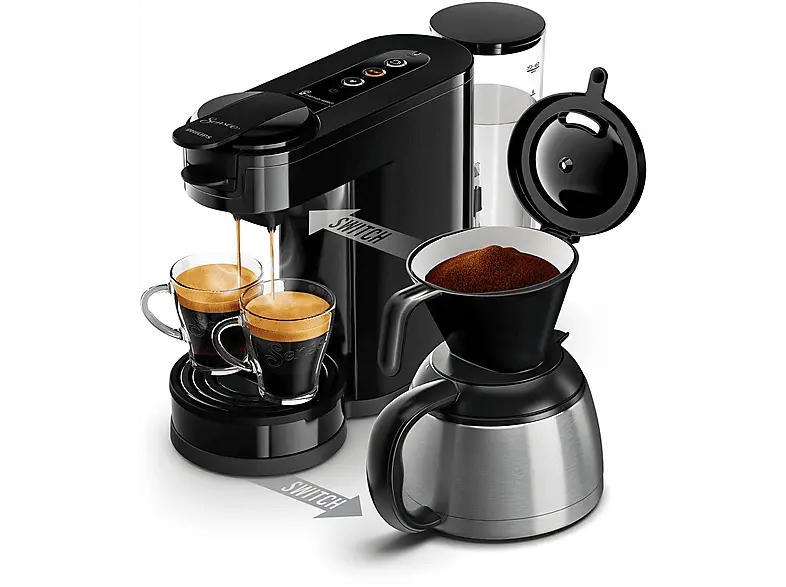 Philips HD6592/64 senseO® Switch Kaffeepadmaschine, Schwarz