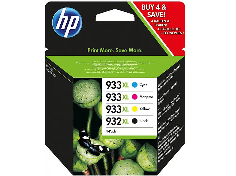 HP 932/933, schwarz/farbig; Tinte auf Pigmentbasis