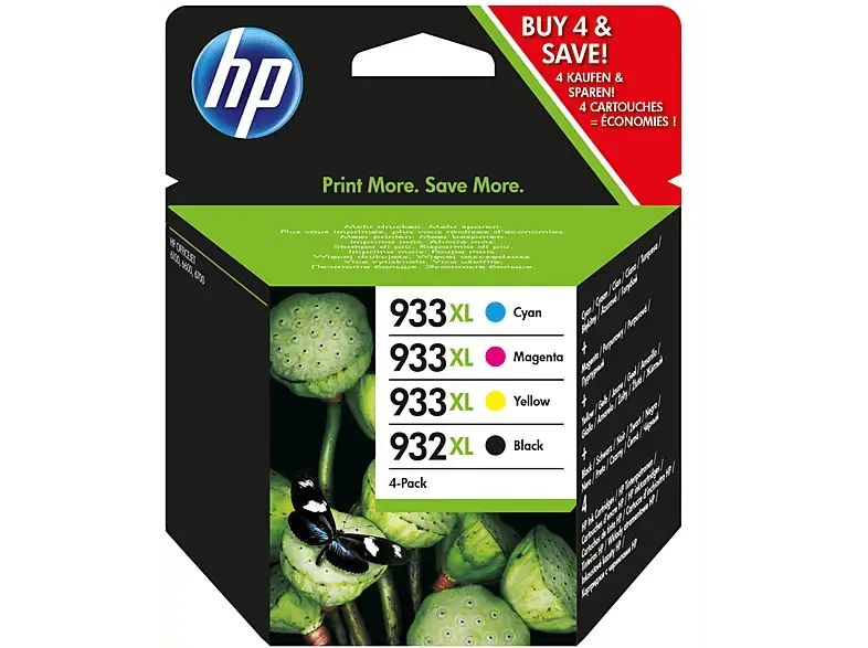 HP 932/933, schwarz/farbig; Tinte auf Pigmentbasis