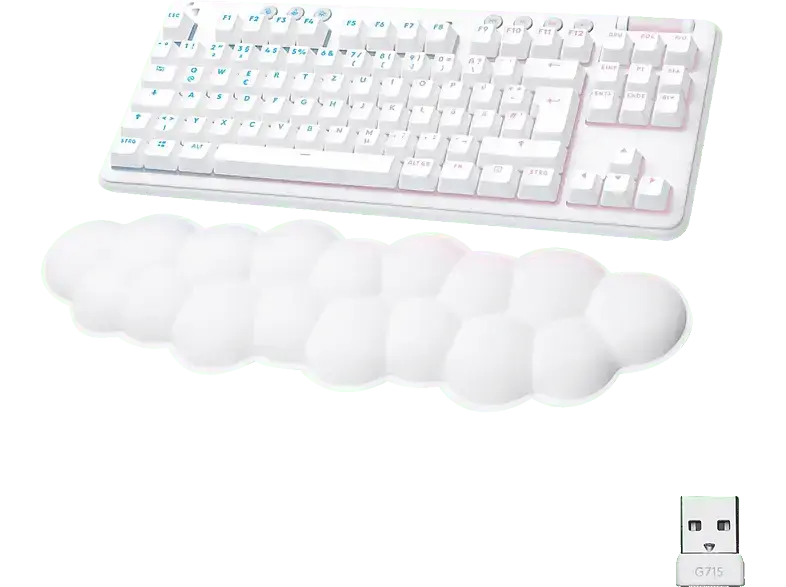 LOGITECH G G715 TKL Kabellose RGB Gaming Tastatur ohne Ziffernblock (Tactile), Handballenauflage, Lightsync RGB, DEU (Qwertz), Weiß