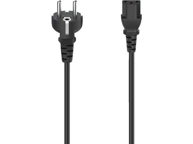 HAMA 200737 Netzkabel, Schutzkontakt-Stecker - 3-pol.-Kaltgerätezuleitung, 1,5 m, Schw.
