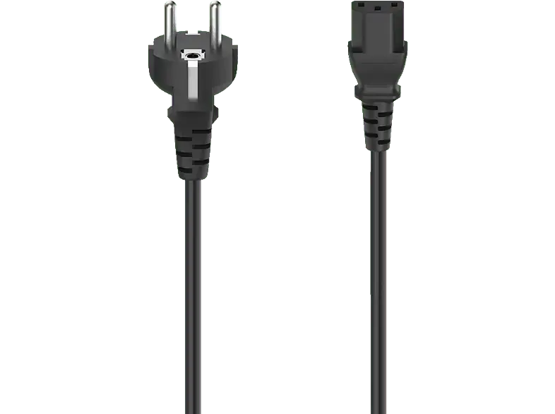 HAMA 200737 Netzkabel, Schutzkontakt-Stecker - 3-pol.-Kaltgerätezuleitung, 1,5 m, Schw.