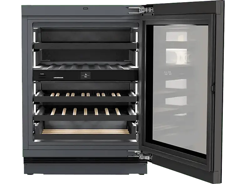 LIEBherR UWgbi 3682 Vinidor Selection Unterbaufähiger Weinschrank zur Weintemperierung (95,3 l, 83 kWh, EEK: E, Schwarz, Anzahl Flaschen: 32)