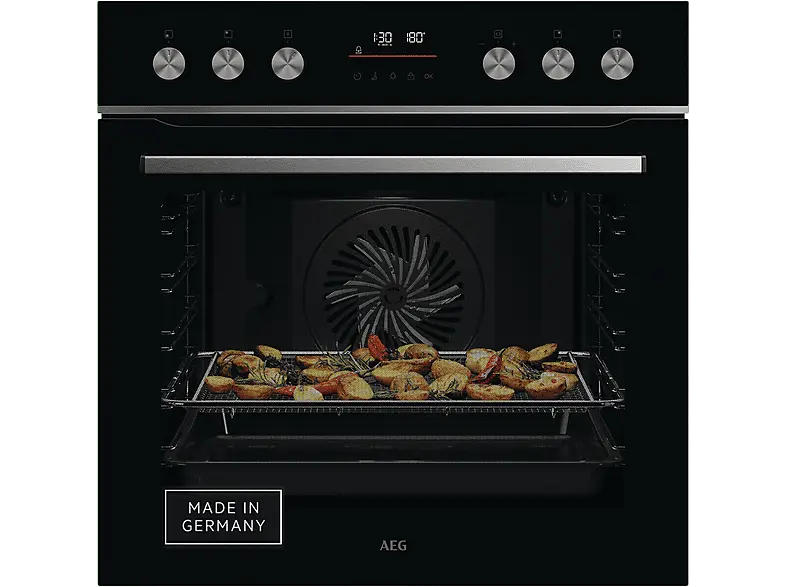 AEG OA5PE42AB 5000 SteamBake Herd mit Feuchtigkeitszugabe, Pyrolytische Selbstreinigung (71 l, Schwarz, 595 mm breit, A+)