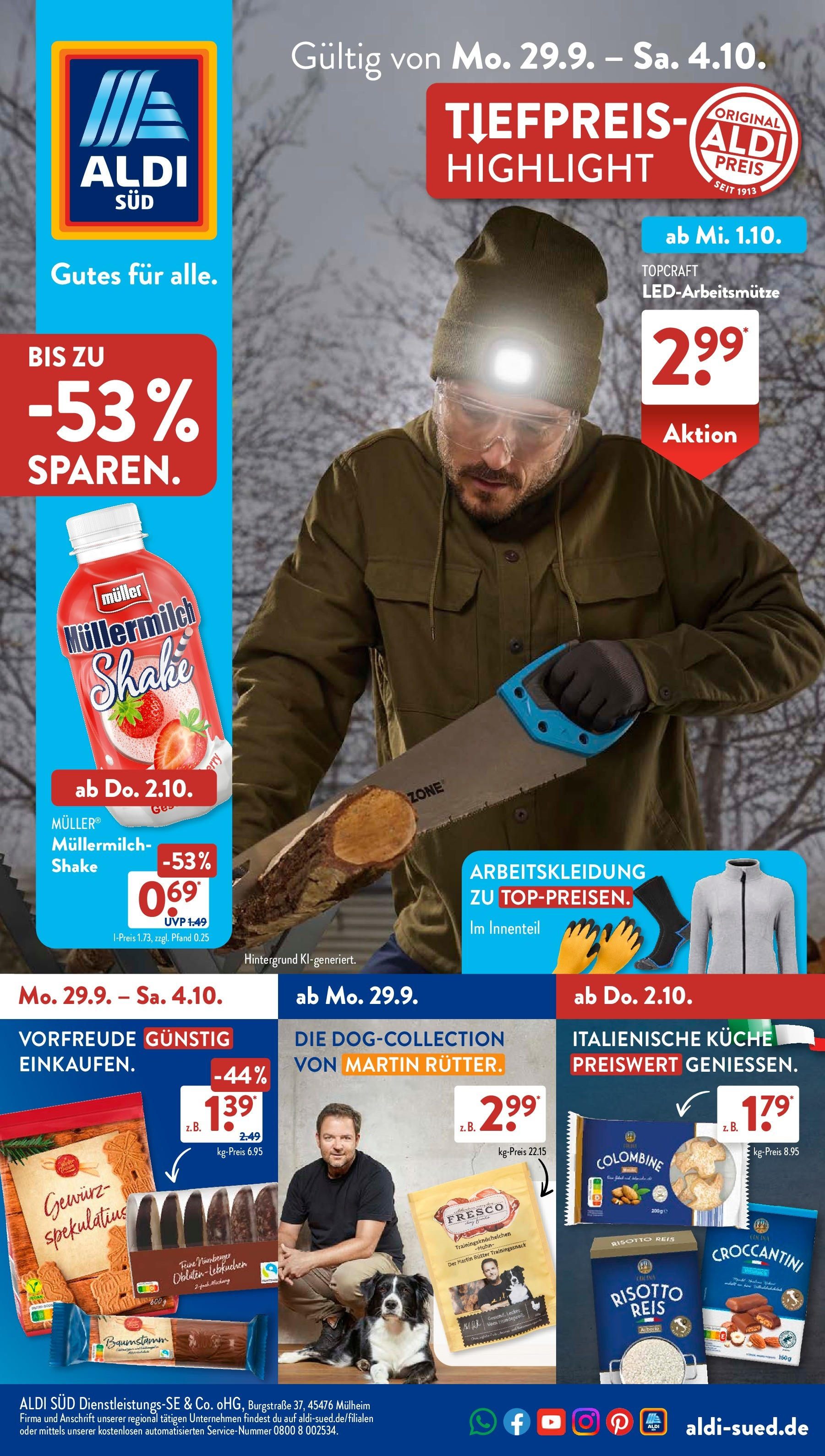 Aldi Süd - Aldi Süd: Wochenangebote (ab 28.09.2025) zum Blättern | Seite: 1 | Produkte: Küche, Müllermilch, Reis, Muller mullermilch