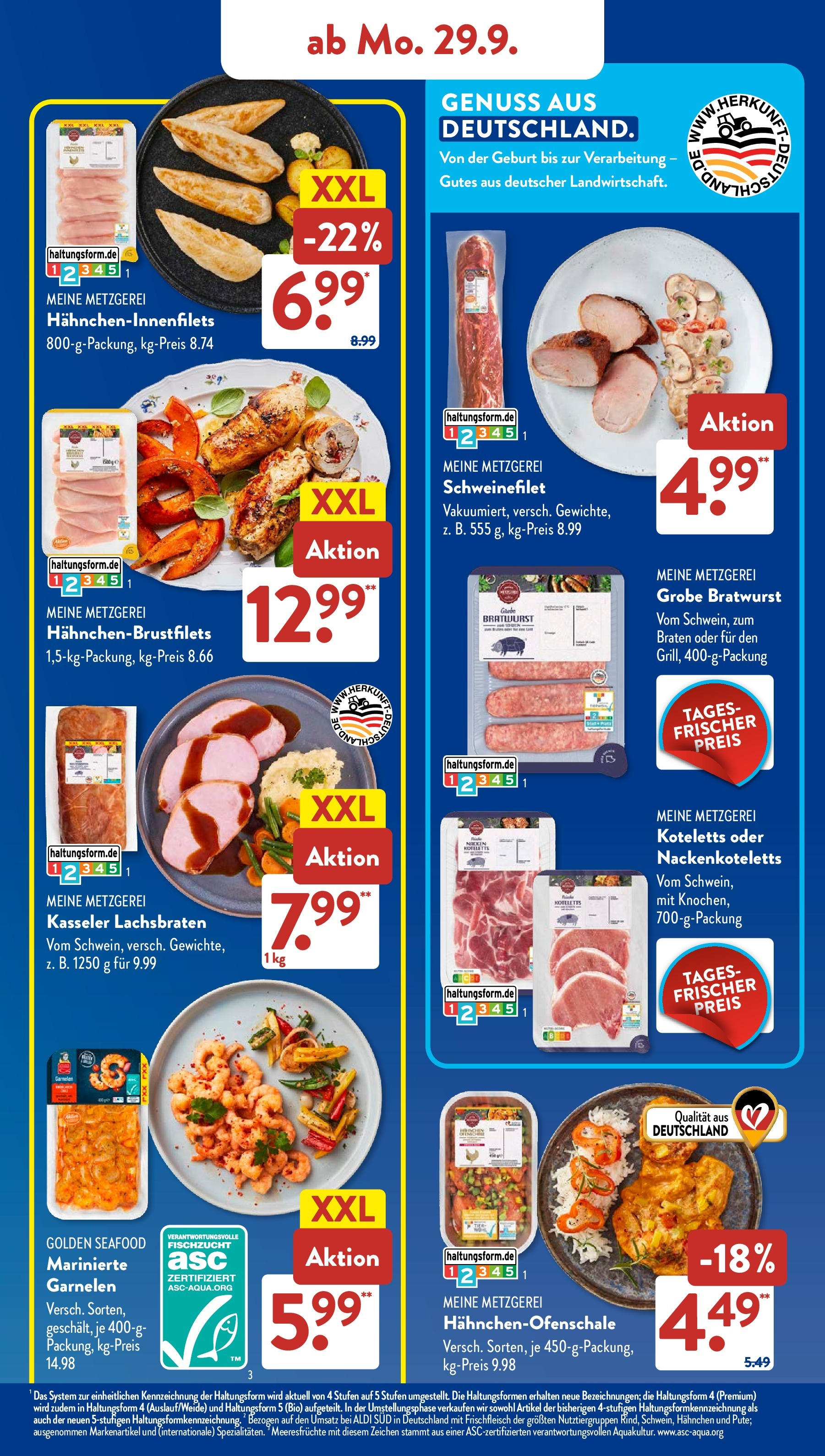 Aldi Süd - Aldi Süd: Wochenangebote (ab 28.09.2025) zum Blättern | Seite: 7 | Produkte: Bratwurst, Garnelen, Schweinefilet, Meeresfrüchte