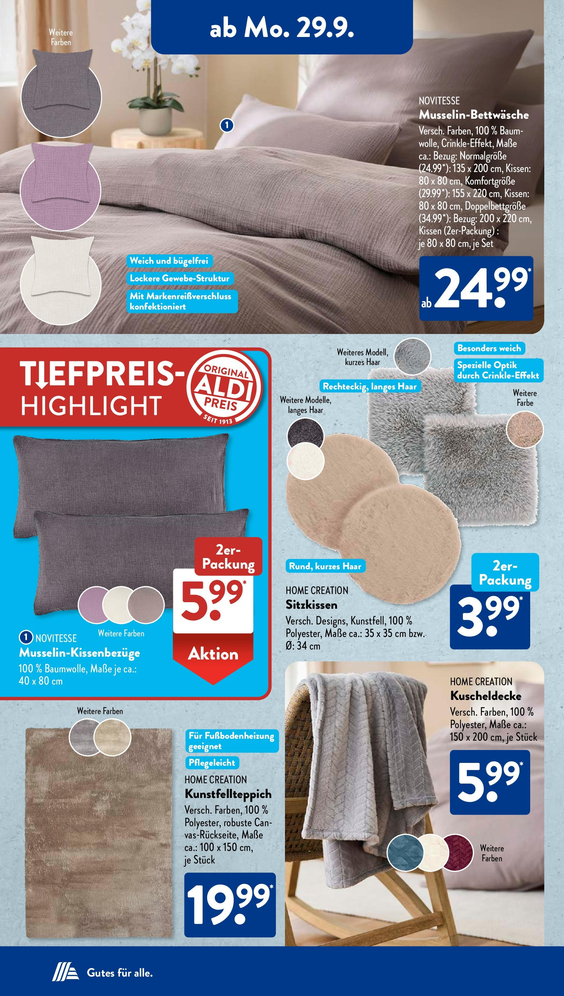 Aldi Süd - Aldi Süd: Wochenangebote (ab 28.09.2025) zum Blättern | Seite: 16 | Produkte: Kissen, Home creation