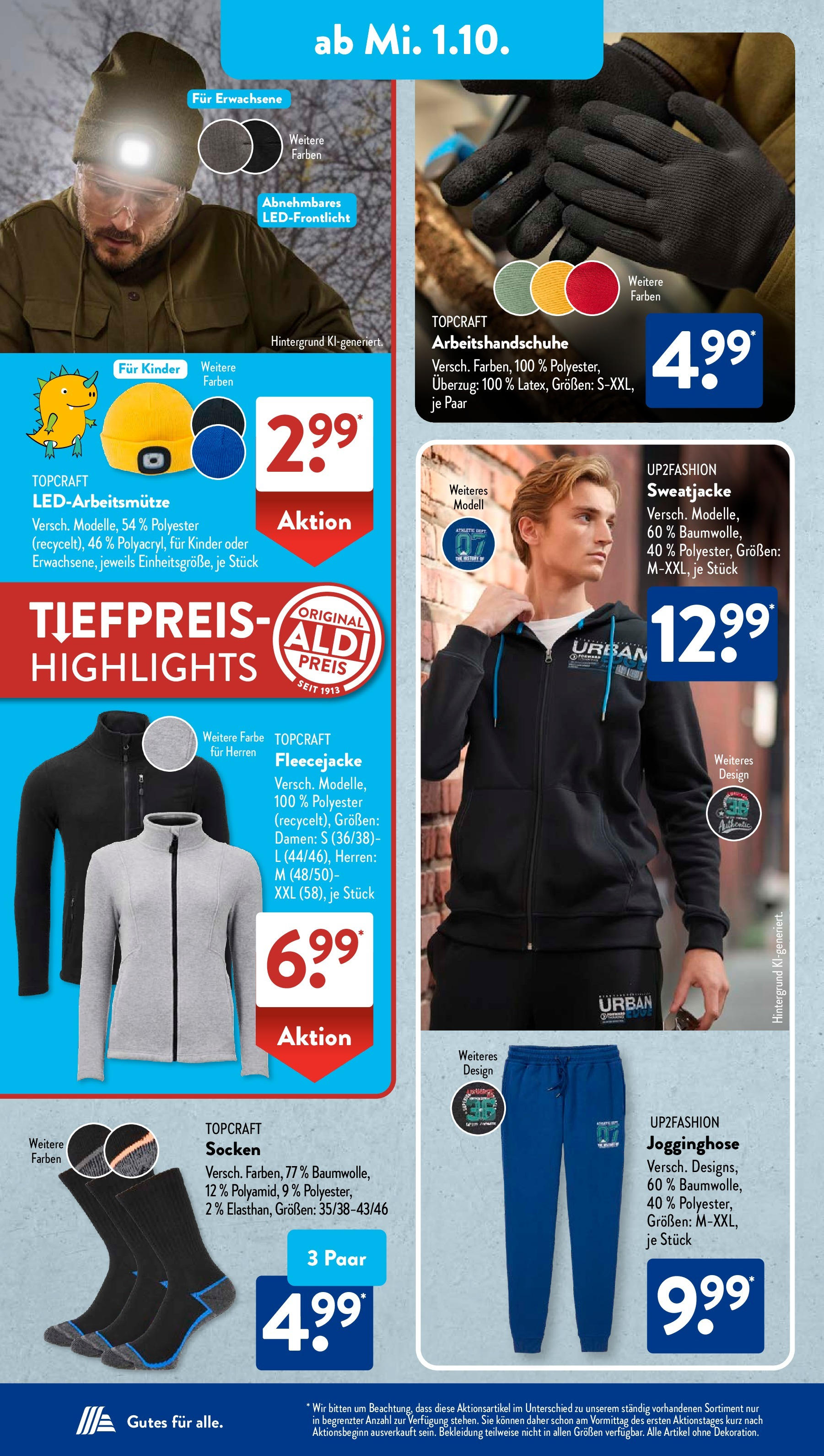Aldi Süd - Aldi Süd: Wochenangebote (ab 28.09.2025) zum Blättern | Seite: 22 | Produkte: Jogginghose, Up2fashion, Sweatjacke, Bekleidung