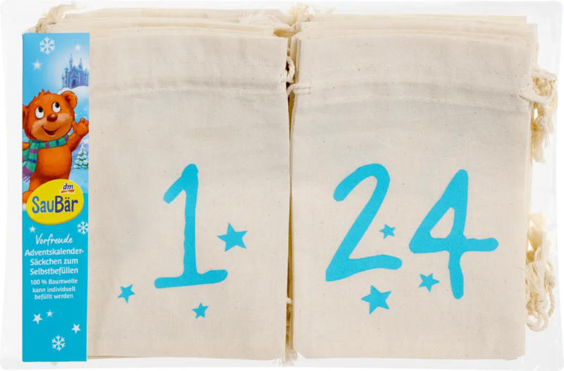 SauBär Adventskalender-Säckchen Set 24tlg