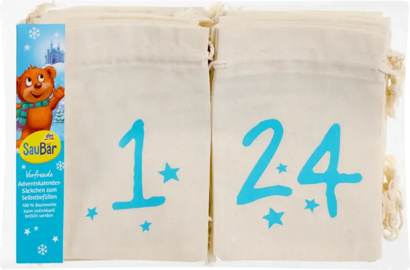 SauBär Adventskalender-Säckchen Set 24tlg
