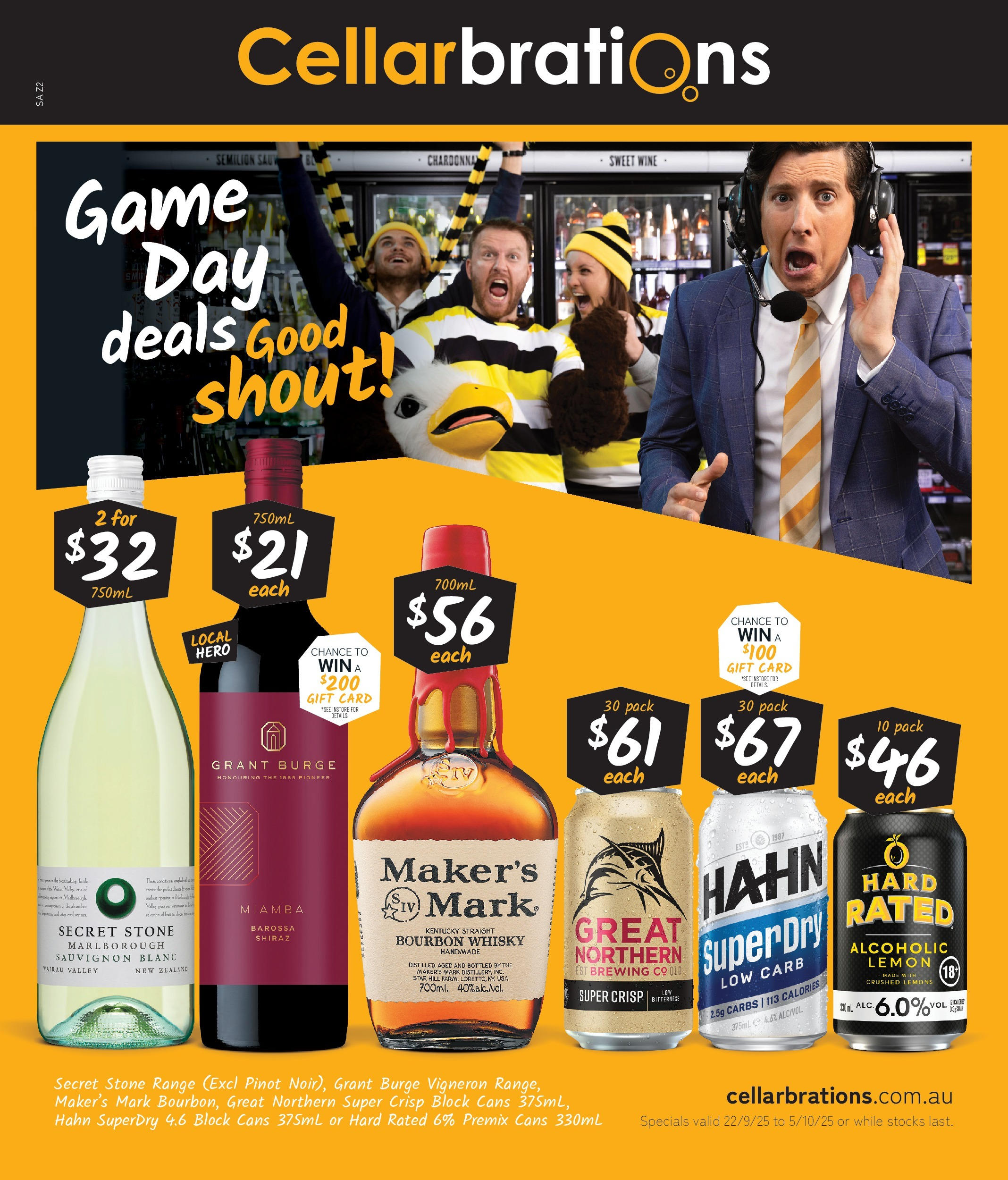 Cellarbrations Catalogue Andamooka, Coober Pedy - 22/09/2025 > weekly / monthly specials | Page: 1 | Products: Handmade, Wine, Bourbon, Game