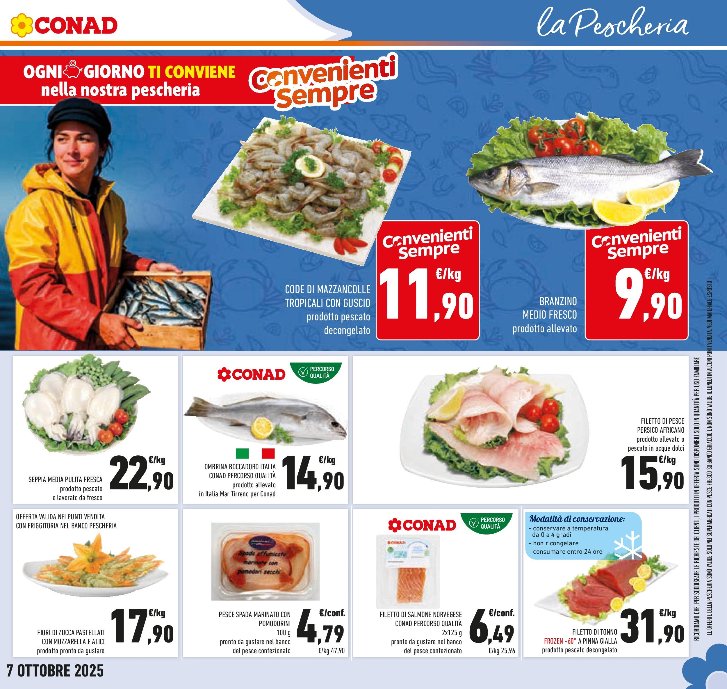 Volantino Conad dal 23/09/2025 > Anteprima | Pagina: 21 | Prodotti: Pomodorini, Pesce, Mazzancolle, Zucca