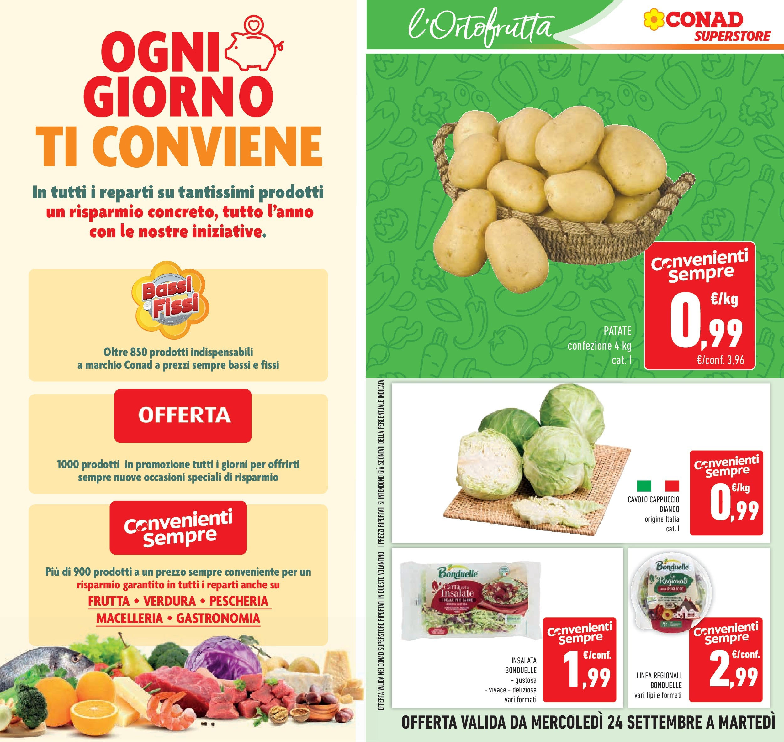Volantino Conad dal 23/09/2025 > Anteprima | Pagina: 8 | Prodotti: Insalata, Patate, Cavolo, Cappuccio