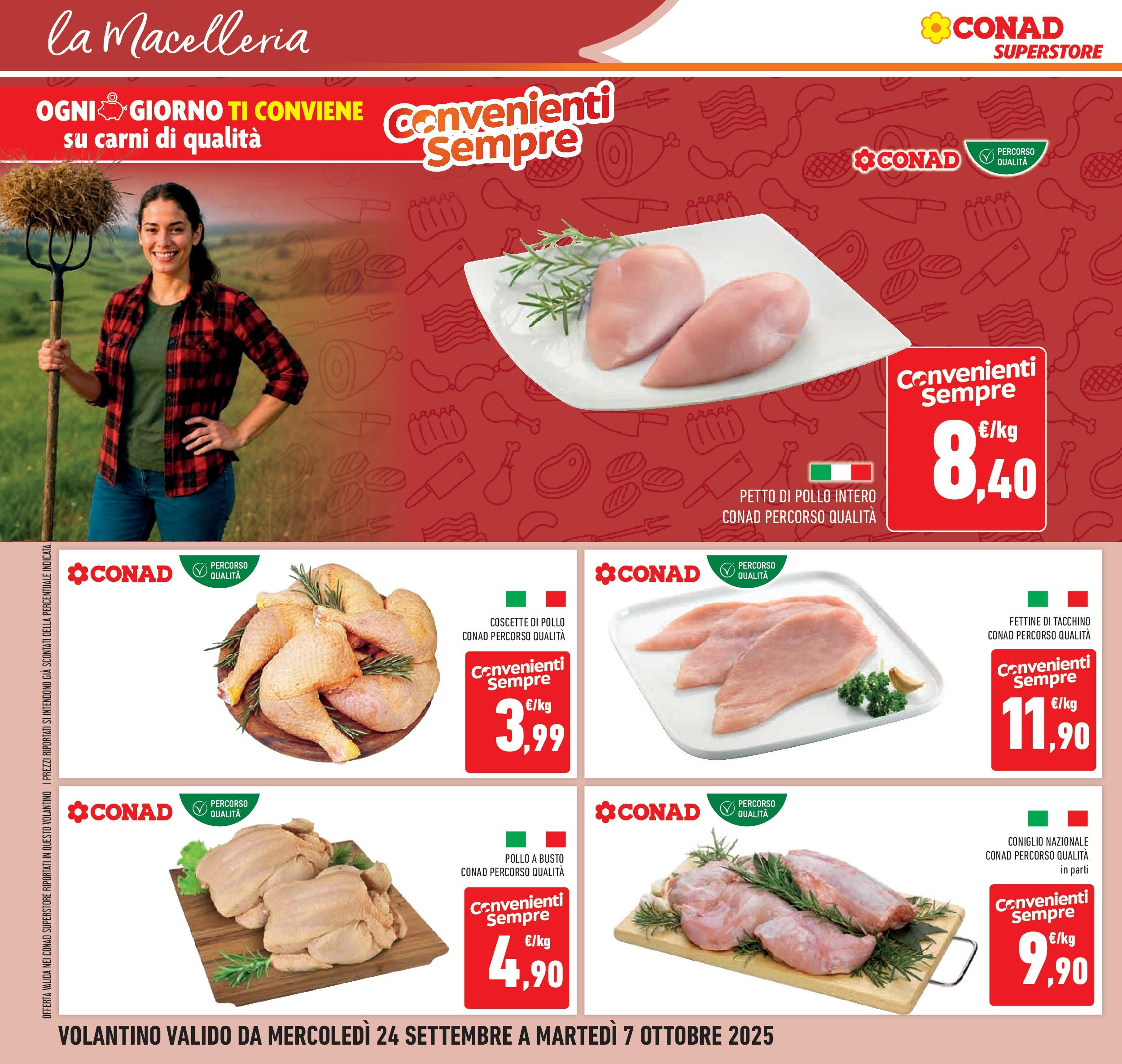 Volantino Conad dal 23/09/2025 > Anteprima | Pagina: 12 | Prodotti: Petto di Pollo, Pollo, Tacchino