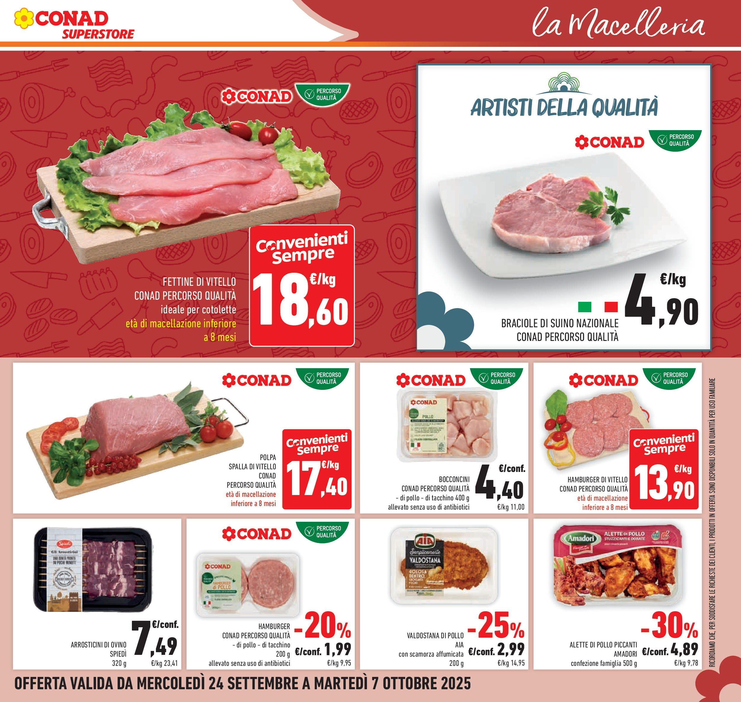Volantino Conad dal 23/09/2025 > Anteprima | Pagina: 15 | Prodotti: Suino, Vitello, Hamburger, Arrosticini